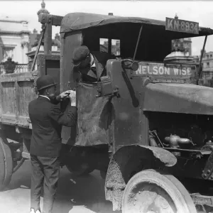 Food transport driver seen here getting his instructions at the Hyde Park transport depot Food transport driver seen here getting his instructions at the Hyde Park transport depot