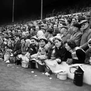 Football - Crowds and Supporters - 1957, female supporters in the crowd at Leicester City Football - Crowds and Supporters - 1957, female supporters in the crowd at Leicester City