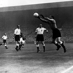 Football England v Hungary November 1953 Merrick Saves L-R Billy Wright