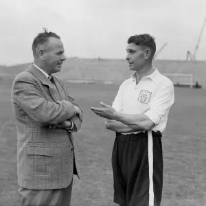 Football Fulham Manager Bill Dodgin seen here with Jeff Taylor team captain Football Fulham Manager Bill Dodgin seen here with Jeff Taylor team captain