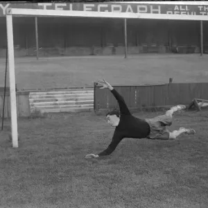 Football George Thompson Scunthorpe goalkeeper seen here training circa 1950 Football George Thompson Scunthorpe goalkeeper seen here training circa 1950