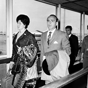 Football player Alfredo Di Stefano and his wife arriving at London Airport