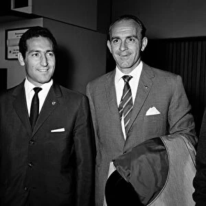 Football players (left to right) Francisco Gento, and Alfredo Di Stefano at London
