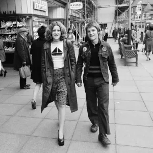 Football supporters on their way to a match. October 1972