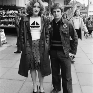 Football supporters on their way to a match. October 1972