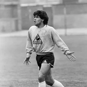 Football World Cup 1986 Diego Maradona Argentina training in Mexico. 19th June 1986 Football World Cup 1986 Diego Maradona Argentina training in Mexico. 19th June 1986
