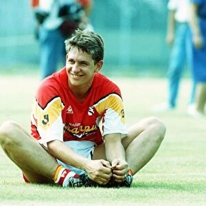 Footballer Gary Lineker in Japan training for his new club Grampus Eight July 1992