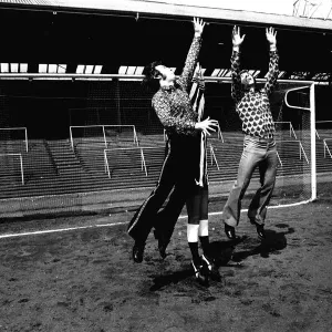 Footballer Malcolm MacDonald models clothes for sale from his new Newcastle Boutique
