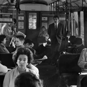 Footballer Terry Venables on his way to work using public transport in London Footballer Terry Venables on his way to work using public transport in London