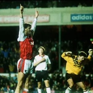 Footballer Tony Adams of Arsenal celebrates goal against Nottingham Forest, 1992
