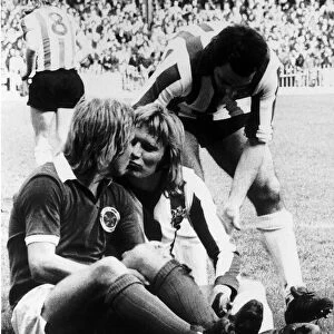 Footballers Tony Currie of Sheffield United and Alan Birchenall of Leicester City