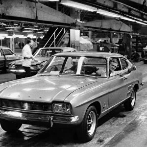 A Ford Capri rolls of the production line at the Halewood motor plant in Liverpool