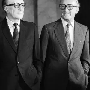 Foreign Secretary Lord Carrington comes face to face with his wax double after Foreign Secretary Lord Carrington comes face to face with his wax double after