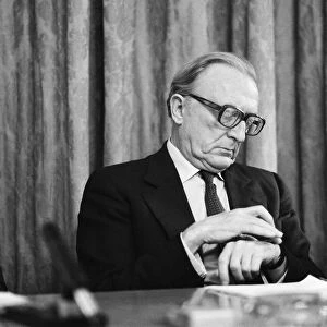 Foreign Secretary Lord Carrington and Defence Secretary John Nott at a press conference