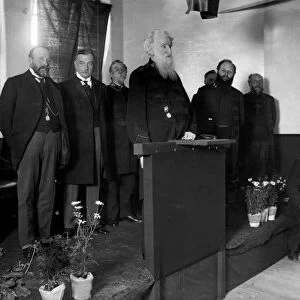 Founder of the Salvation Army, General William Booth at a meeting during his visit to