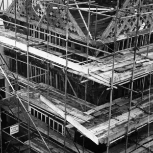 The framework of Manchesters oldest building, The Wellington Inn