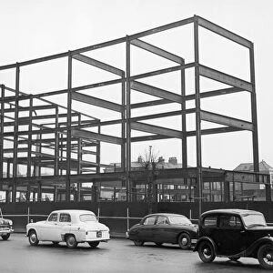 Framework of the new Coventry Telegraph building on Corporation Street 7th February 1958