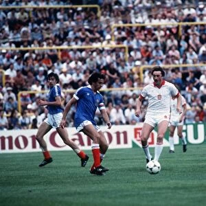 France v Czechoslovakia World Cup 1982 football Michael Platini of France