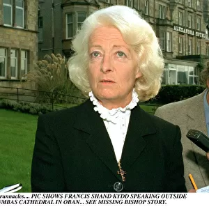 Frances Shand Kydd the mother of Princess Diana speaking outside St Columba