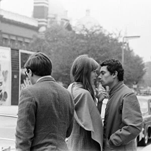 Francoise Hardy, french singer, filming on Exhibition Road in London, 11th October 1965