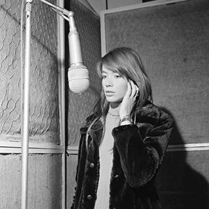 Francoise Hardy, french singer pictured during recording session in studio, London