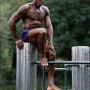 Frank Bruno Boxer in Training at Hampstead Heath Open-Air pond