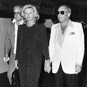 Frank Sinatra Actor and Singer with his wife Barbara Sinatra leaving Heathrow Airport by