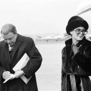 Frank Sinatra, flies into London Gatwick Airport, on his personal Gulf stream jet