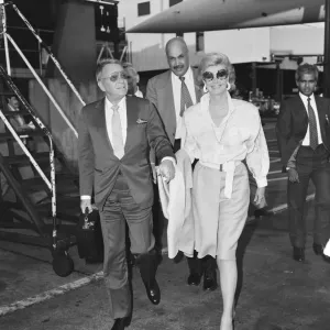 Frank Sinatra and wife Barbara Marx seen at Heathrow Airport prior to departing for New