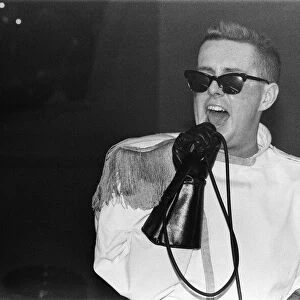 Frankie Goes To Hollywood performing in concert, Holly Johnson pictured on stage