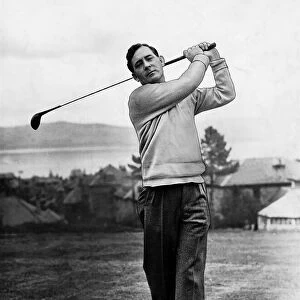 Fred Daley takes a swing at the British Golf Open