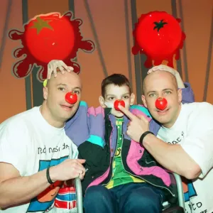 Fred Fairbrass and his brother Richard of Right Said Fred filming Comic Relief filming