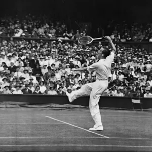 Fred Perry (pictured) (GB) competing at The Wimbledon Tennis Championships against Fred Perry (pictured) (GB) competing at The Wimbledon Tennis Championships against