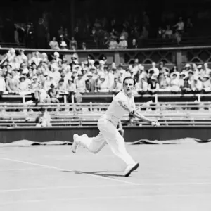Fred Perry playing a backhand shot at The Wimbledon Mens Tennis Championships 1935 Fred Perry playing a backhand shot at The Wimbledon Mens Tennis Championships 1935