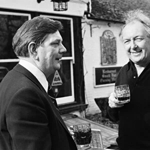 Freddie Laker, enjoying a quick half pint in the garden of his local pub in the village