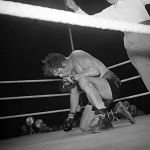 Freddie Mills takes a count during his fight with Bruce Woodcock 1949