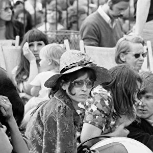 Free Festival at Hyde Park, Hippy girl in the crowd. 5th July 1969