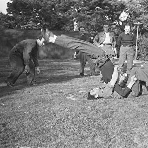 Free French Sailors and Naval Commandos train in unarmed combat at their their barracks