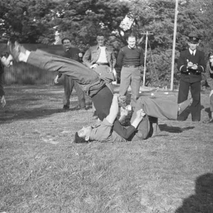 Free French Sailors and Naval Commandos train in unarmed combat at their their barracks Free French Sailors and Naval Commandos train in unarmed combat at their their barracks
