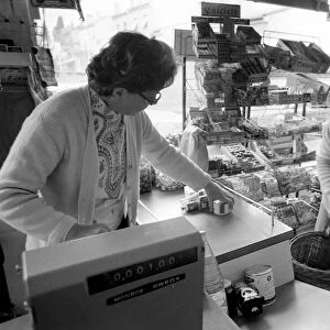 French housewife Mrs Maria Quaranta at the local supermarket, shopping for food
