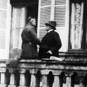 French Premier Georges Clemenceau seen here at a meeting with General Douglas Haig to French Premier Georges Clemenceau seen here at a meeting with General Douglas Haig to