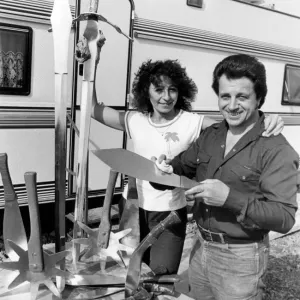 Fritz and Helga Brumbach Knife-Throwing Act Print 1983 Fritz and Helga Brumbach Knife-Throwing Act Print 1983