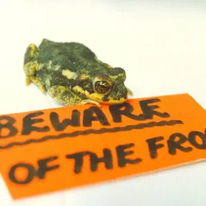 A Frog with a Beware of Frog Sign Print (00174)