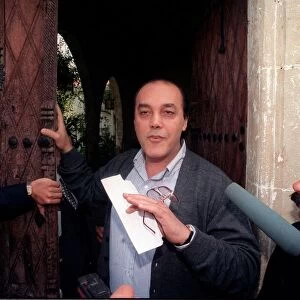 Fugitive businessman Asil Nadir speaks to the press at his home in Cyprus after he fled