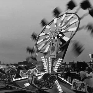 Colour Print of People on the Octopus Ride at Clairville Common Fair