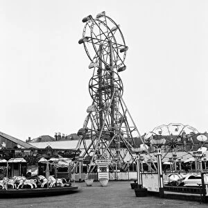 An empty funfair in Margate, Kent, during Good Friday. 27th March 1964
