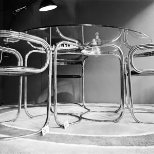 Furniture in the shop window of Liberty department store. 21st April 1969
