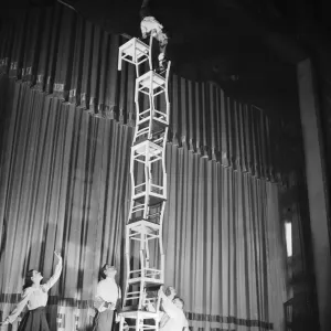 The Five Furres, performing one of their balance acts with chairs. 10th February 1953