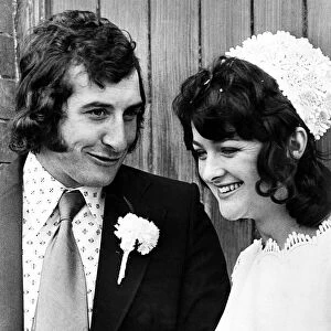 Gareth Edwards (a Welsh rugby union player) and his bride Maureen Edwards on their