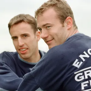 Gareth Southgate und Alan Shearer wurden bei einer Trainings session für die englische Fußballnationalmannschaft fotografiert Gareth Southgate und Alan Shearer wurden bei einer Trainings session für die englische Fußballnationalmannschaft fotografiert